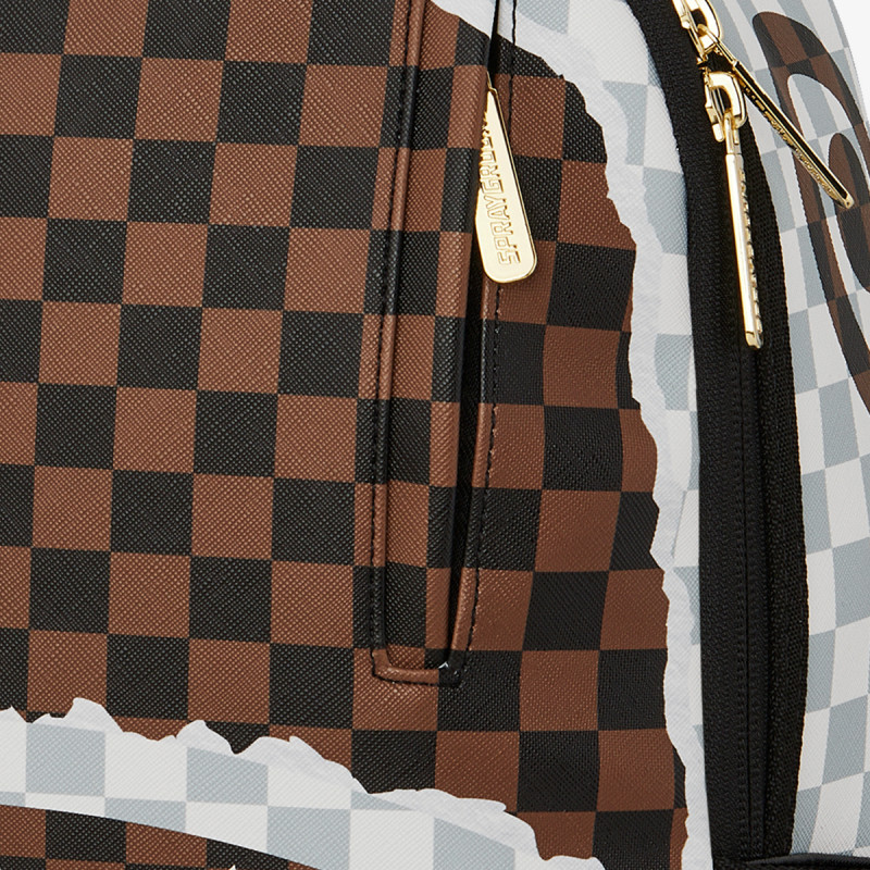SPRAYGROUND Ruksak CREAM AND BROWN TEAR CHECK BACKPACK 