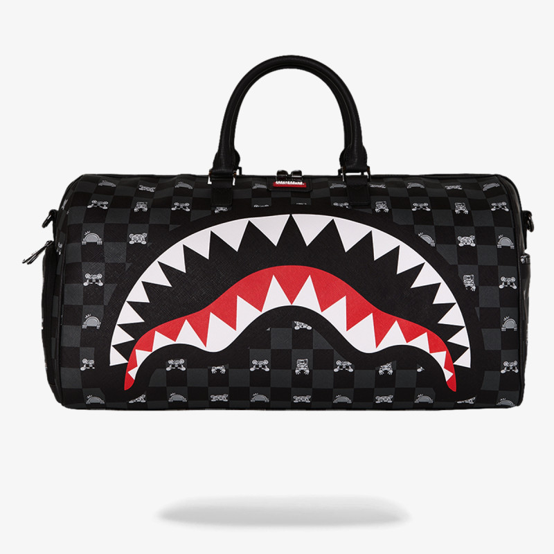 SPRAYGROUND Torba GRAY PEEKING CHARACTER CHECK DUFFLE 