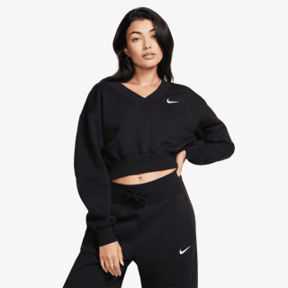 NIKE Majica dugih rukava W NSW PHNX FLC CROP VNECK 