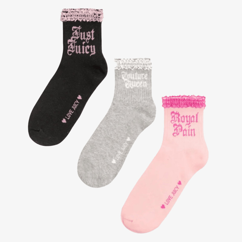 JUICY COUTURE Čarape 3 PK LACE SOCKS 