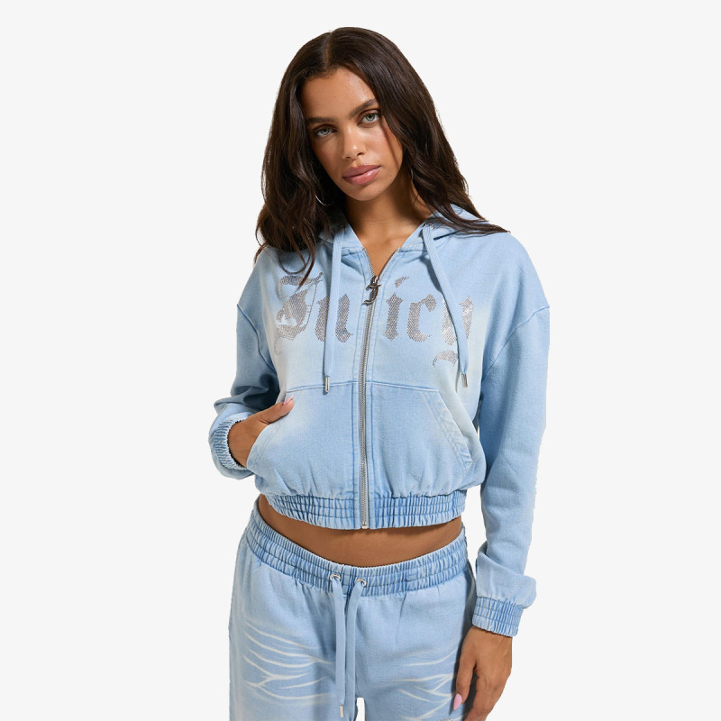 JUICY COUTURE Majica s kapuljačom na patent STONE WASH ICCLE 