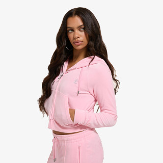 JUICY COUTURE Majica s kapuljačom na patent CLASSIC VELOUR HOODIE WITH JUICY  LOGO 