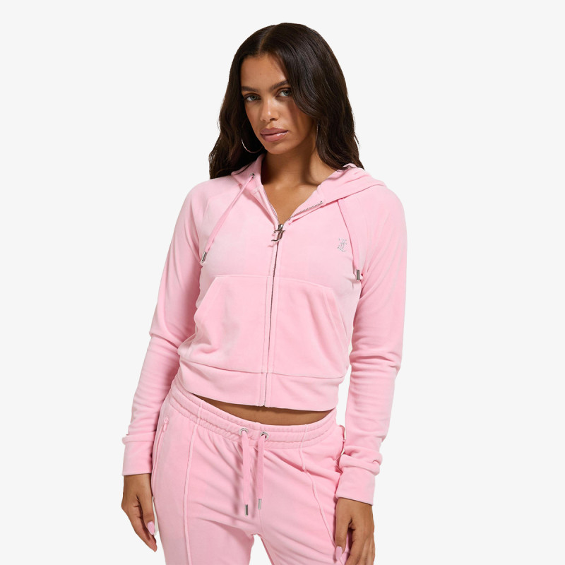 JUICY COUTURE Majica s kapuljačom na patent CLASSIC VELOUR HOODIE WITH JUICY  LOGO 