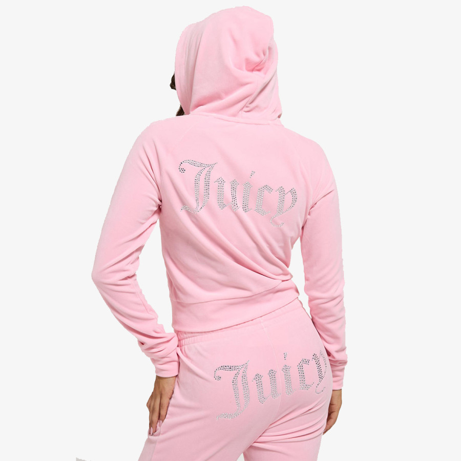 JUICY COUTURE Majica s kapuljačom na patent CLASSIC VELOUR HOODIE WITH JUICY  LOGO 