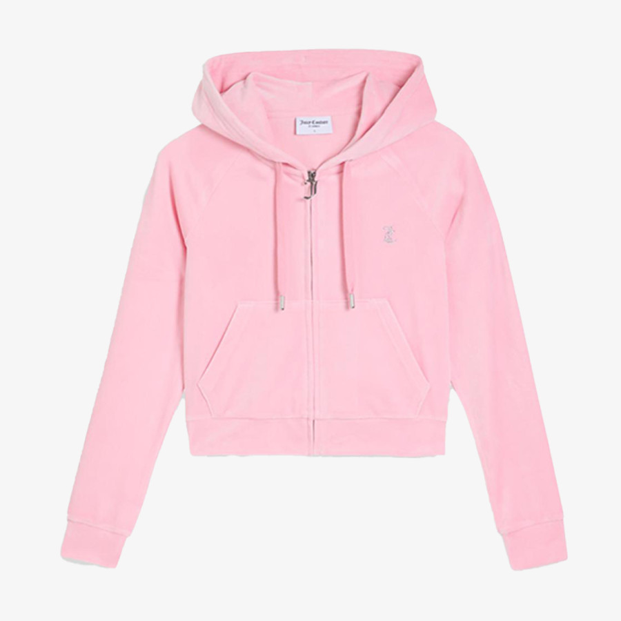 JUICY COUTURE Majica s kapuljačom na patent CLASSIC VELOUR HOODIE WITH JUICY  LOGO 