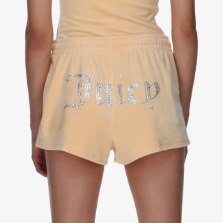 JUICY COUTURE Kratke hlače VELOUR TRACK SHORTS WITH DIAMANTE BRANDI 