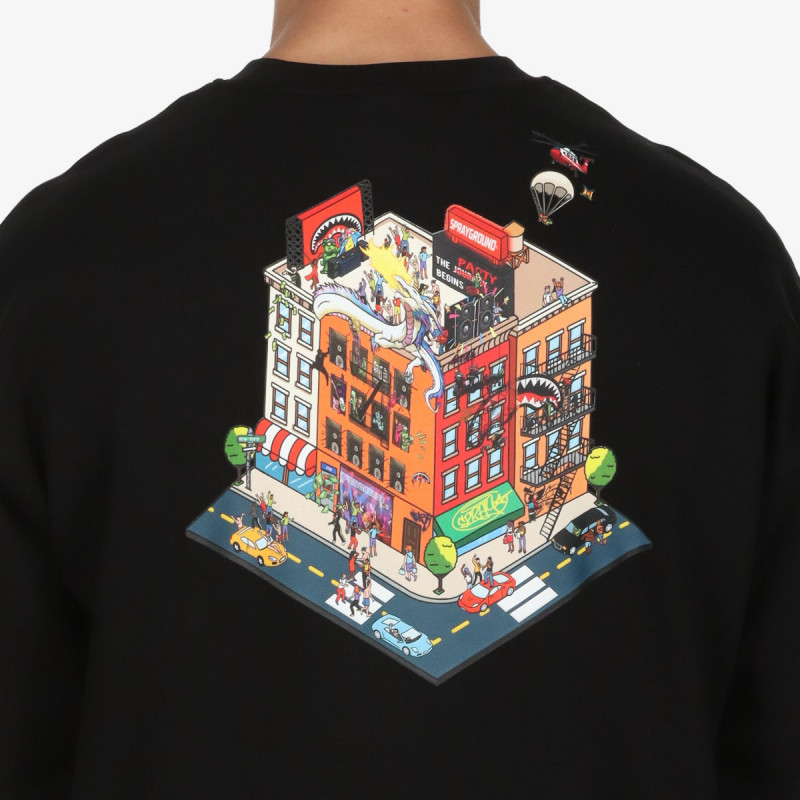 SPRAYGROUND Majica s kapuljačom BLOCK PARTY CREWNECK BLK 