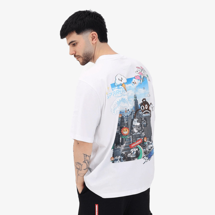 SPRAYGROUND Kratke hlače CHARACTER INVASION T-SHIRT WHT 